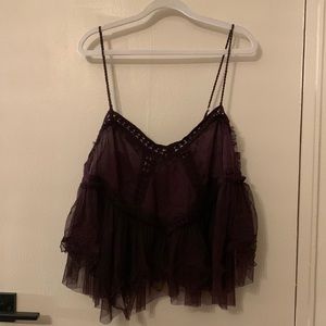 Free People embroidered tulle Top